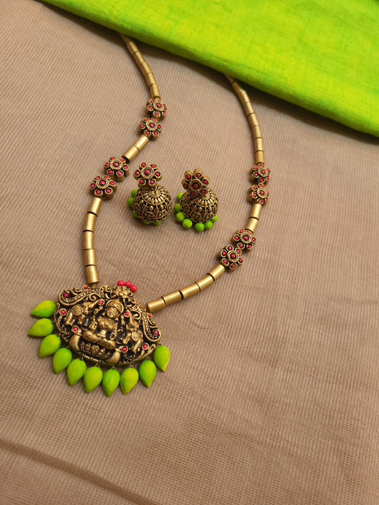 Varoka Antique GajaLakshmi Terracotta Jewellery