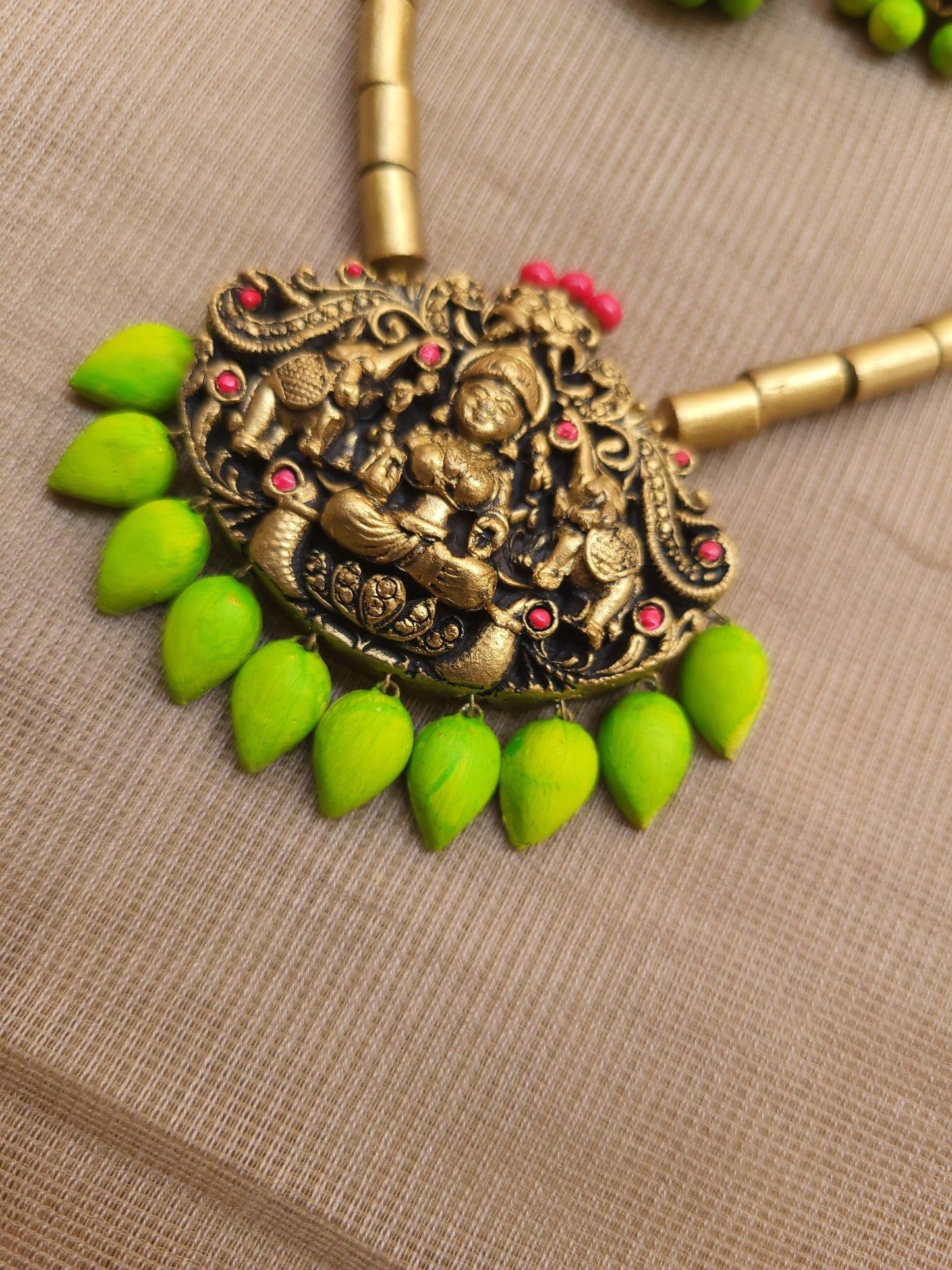 Varoka Antique GajaLakshmi Terracotta Jewellery