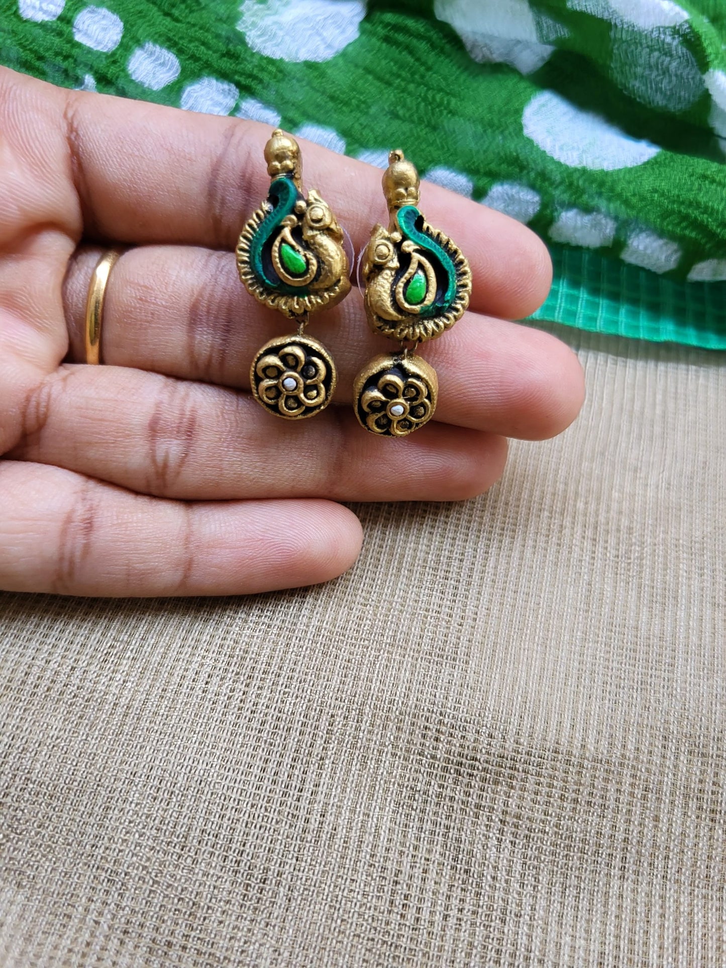 Drop Peacock Terracotta Jewellery