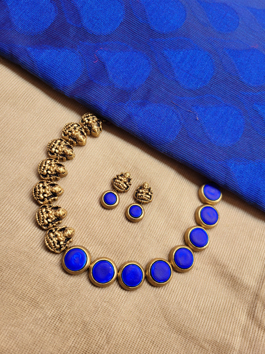 Blue One Sided Lakshmi Terracotta Jewellery