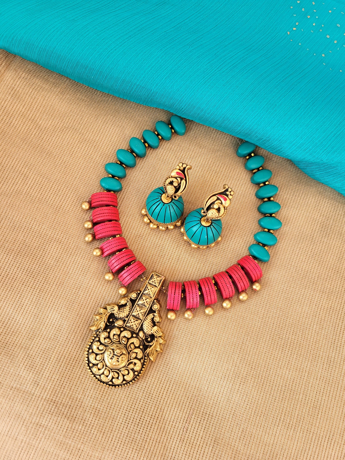 Tanika Blue Red Terracotta Jewellery