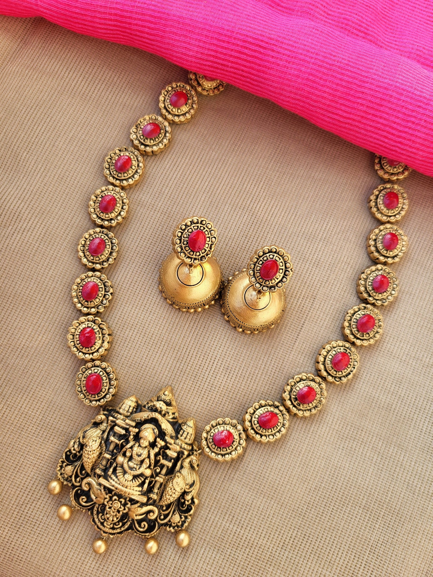 Maroon Lakshmi Terracotta Jewellery