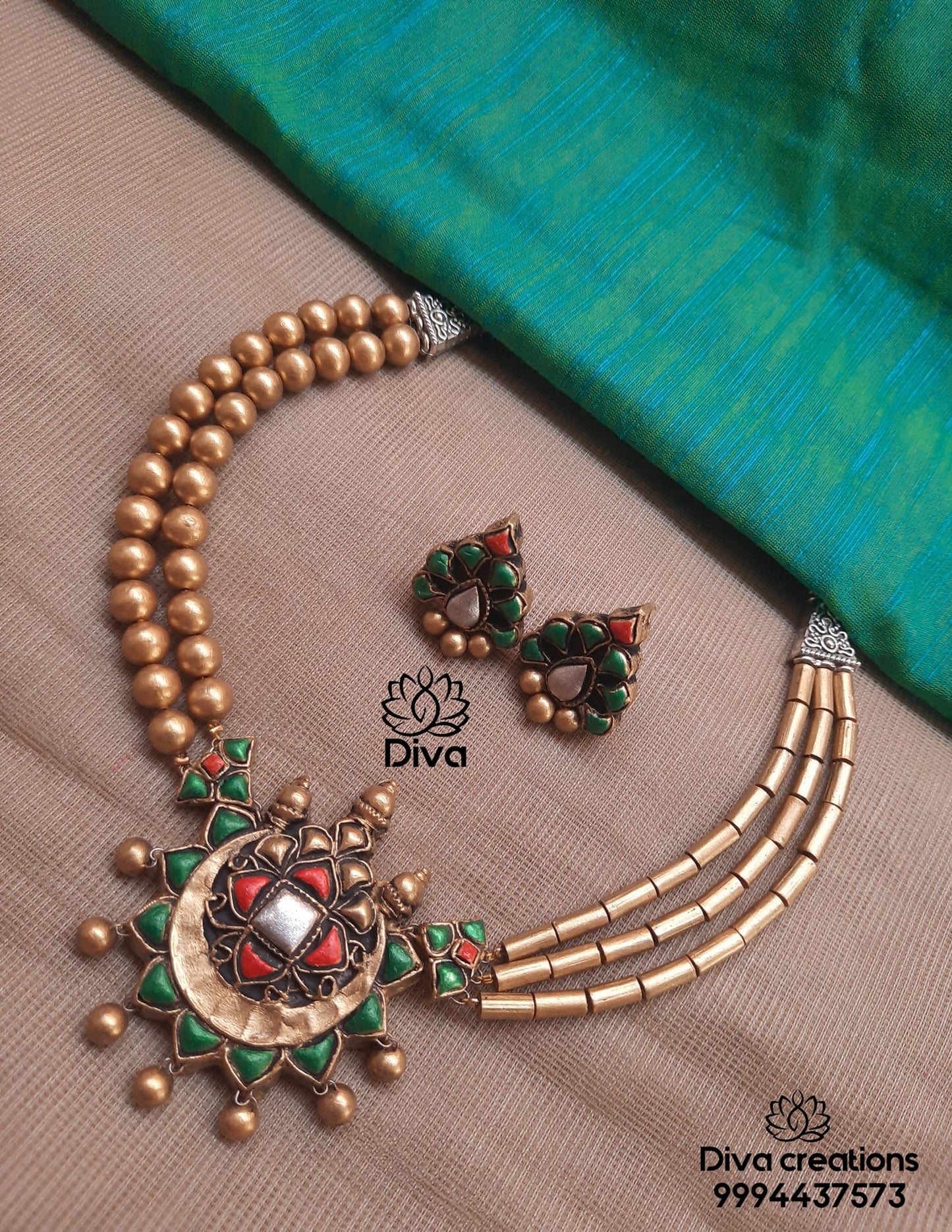 Red green variety Terracotta jewellery