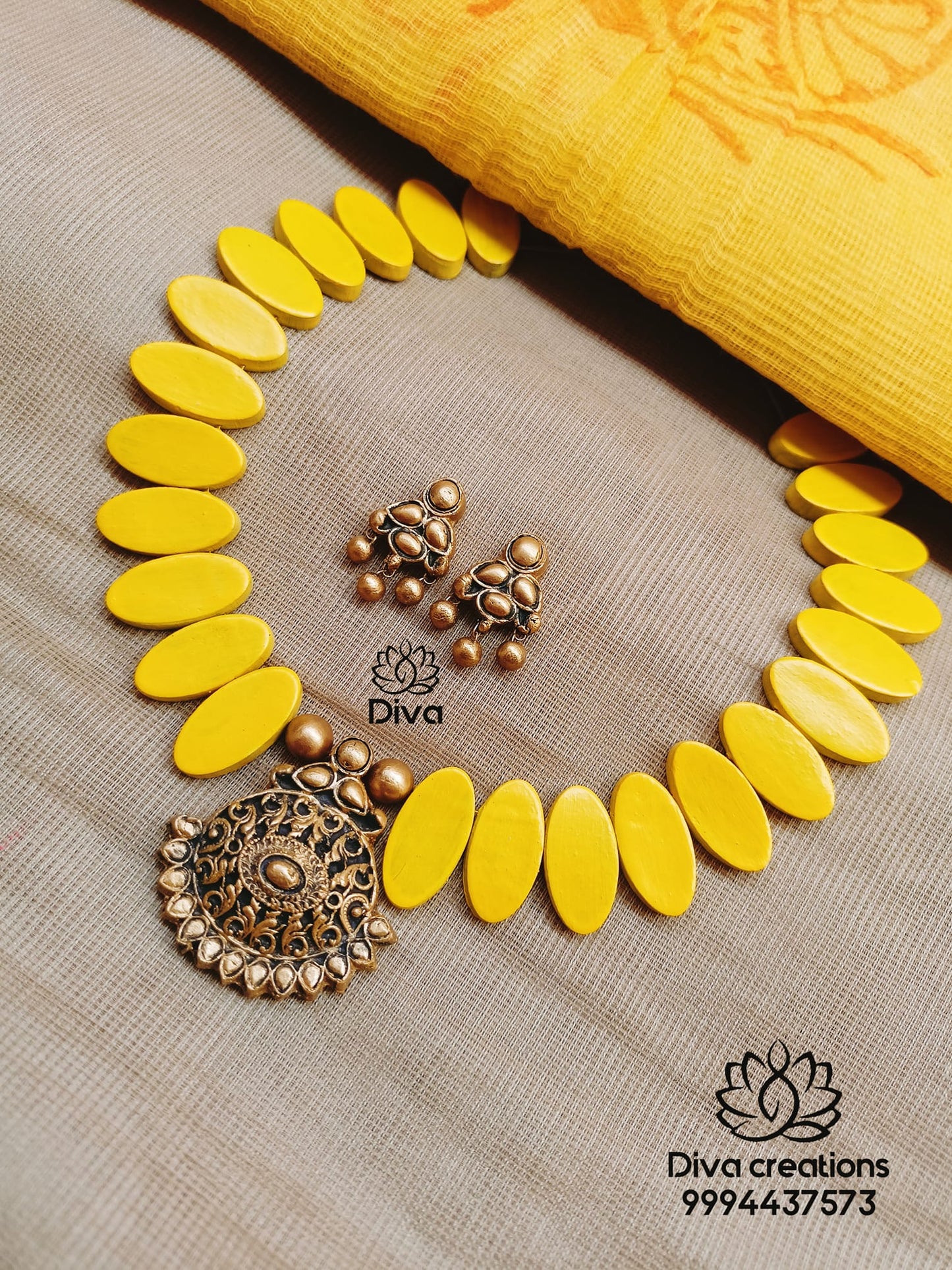 Premium yellow terracotta jewellery