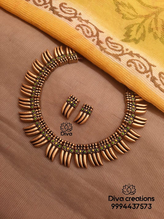 Subtle yellow green terracotta jewellery