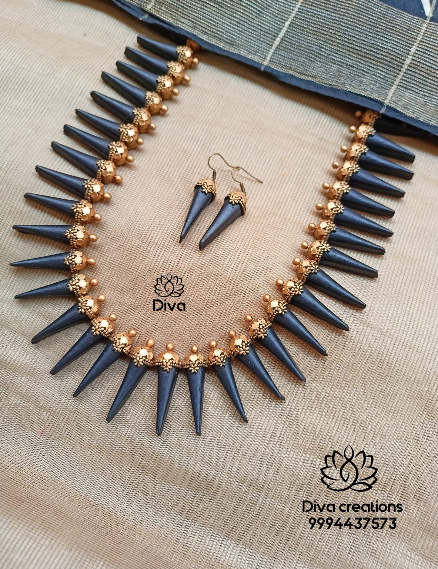 Black spike terracotta jewellery