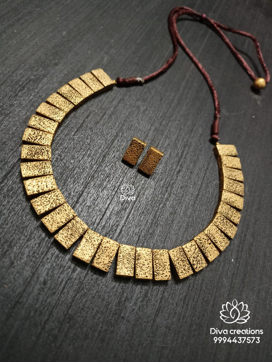 Trendy rectangle terracotta jewellery