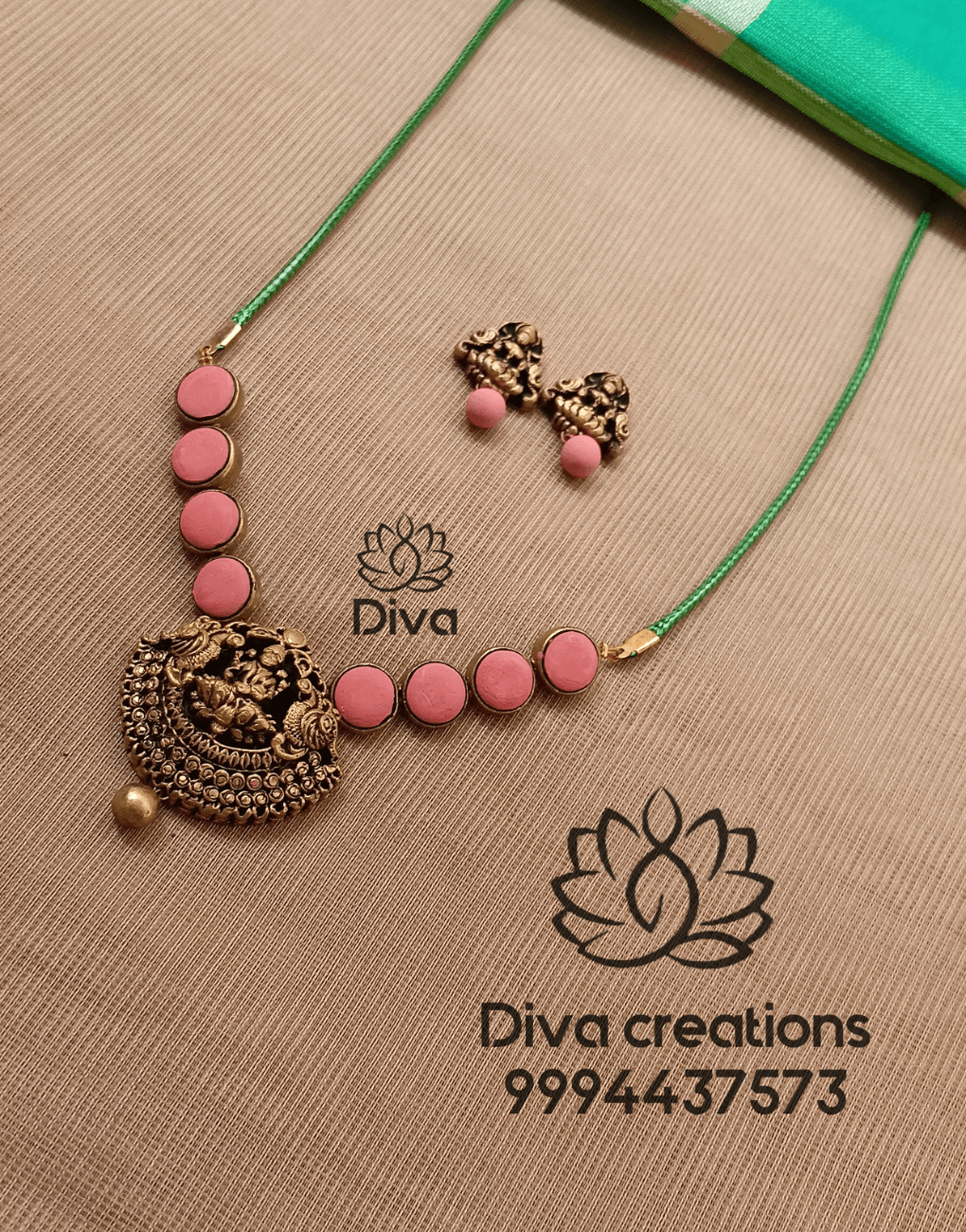 Peach Button Lakshmi Terracotta Jewellery