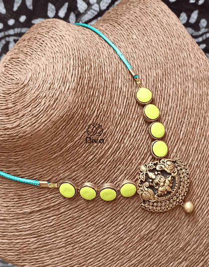 Bright Green Button Lakshmi Terracotta Jewellery