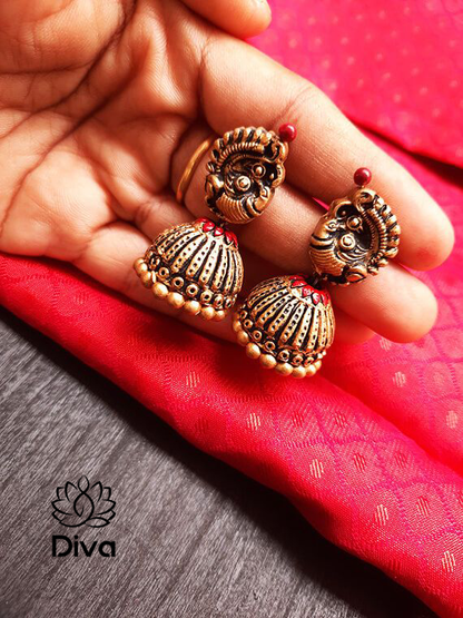 Double layer peacock set - Meenachi Terracotta Jewellery