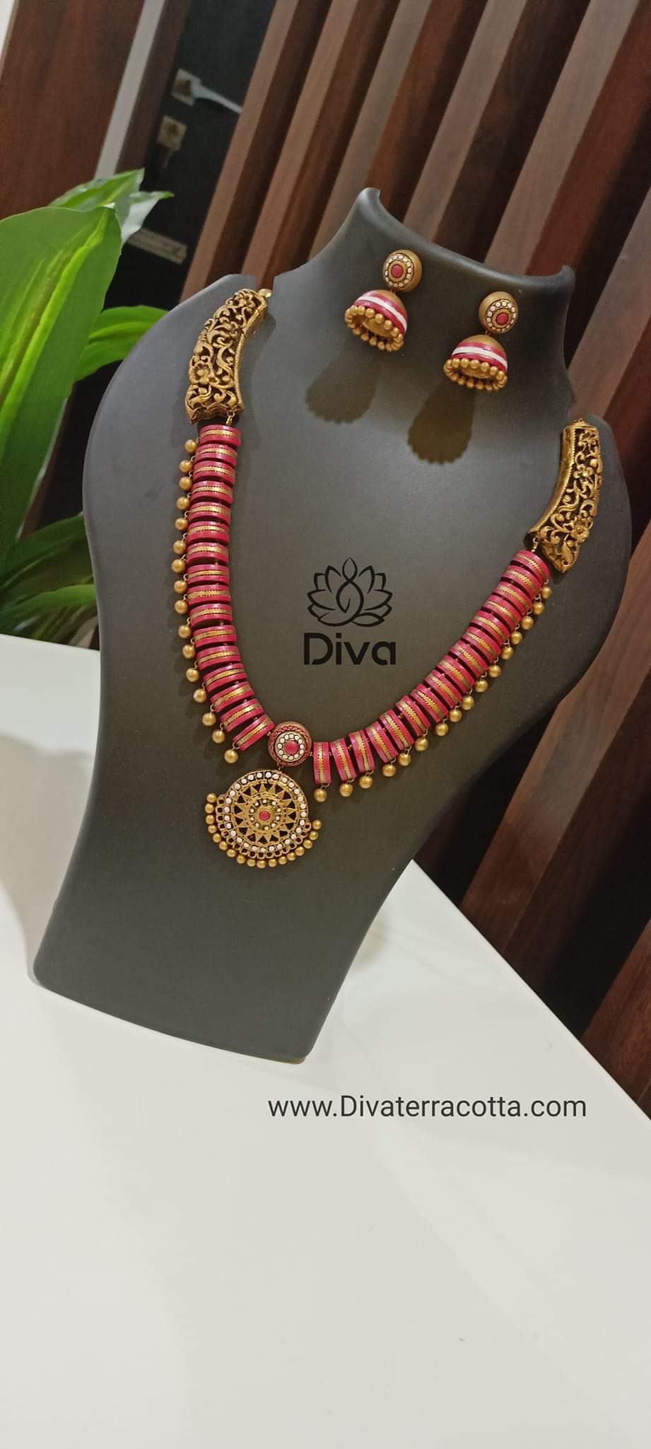 Dual Tone Pink-Gold Terracotta Jewellery DC19