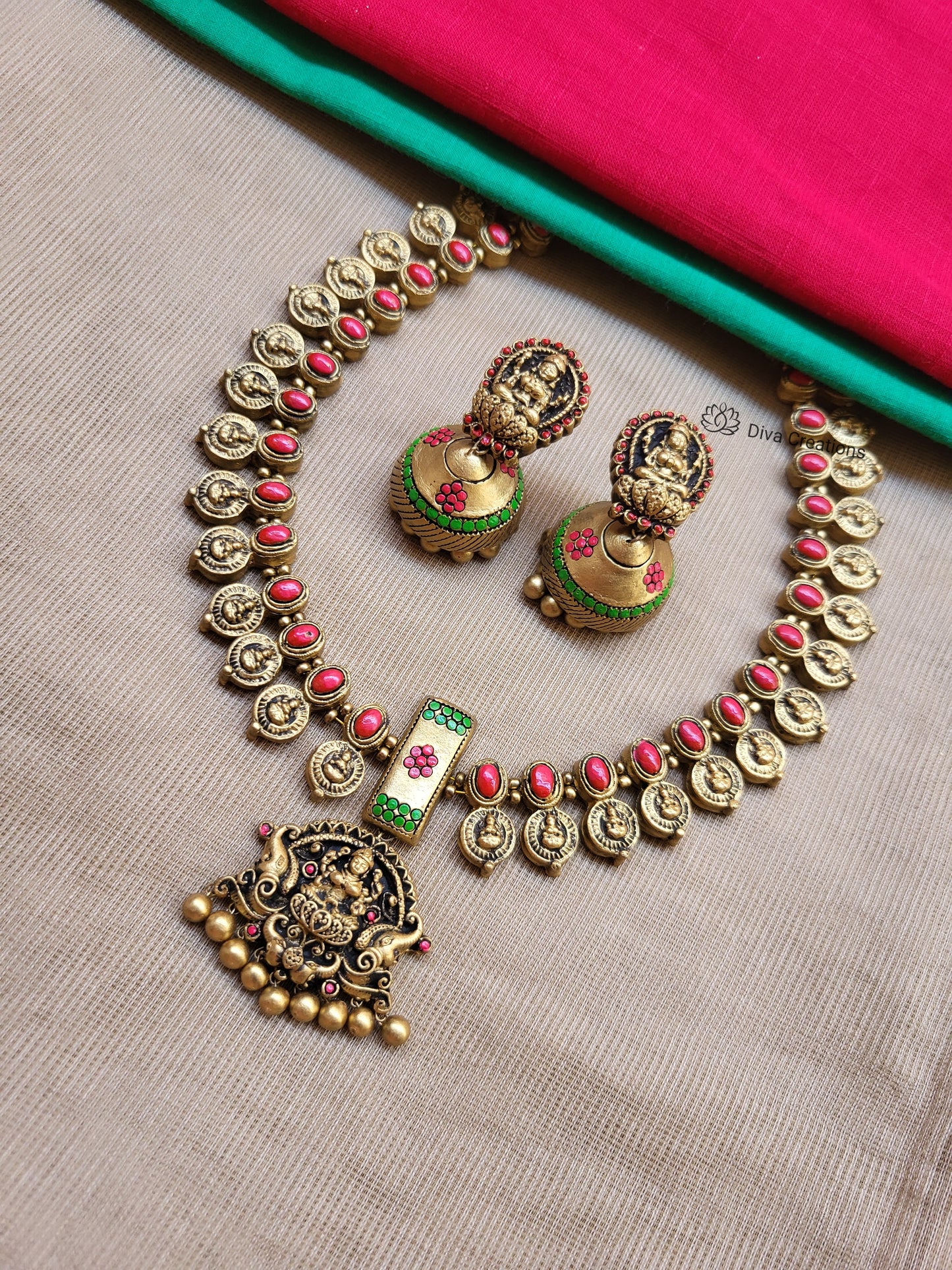 Oval Coin Lakshmi Terracotta Jewellery