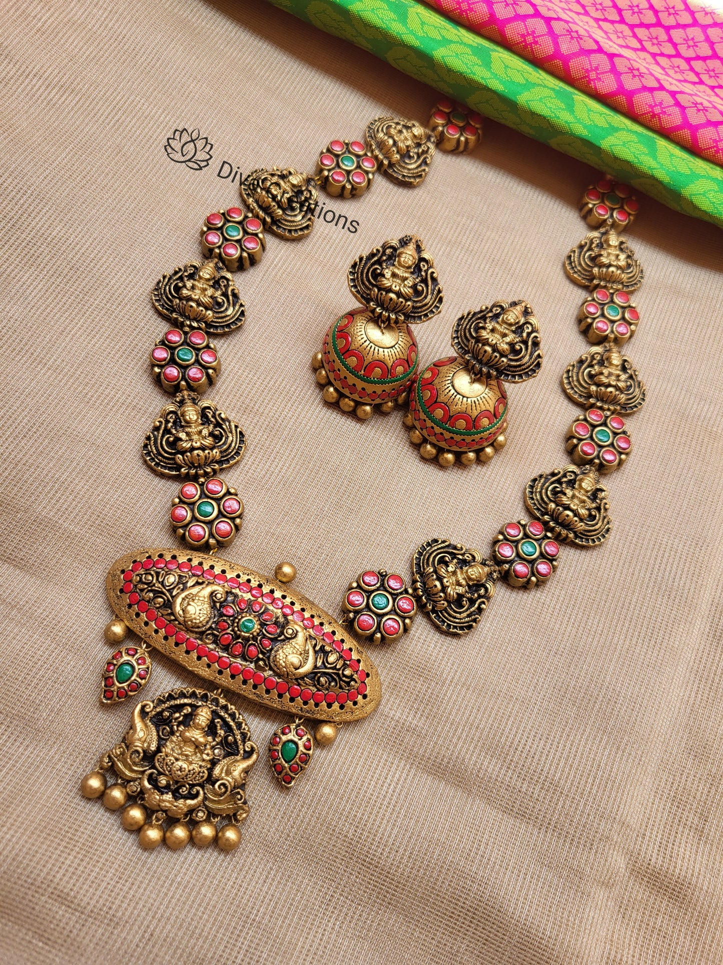 Lakshmi floral terracotta jewellery