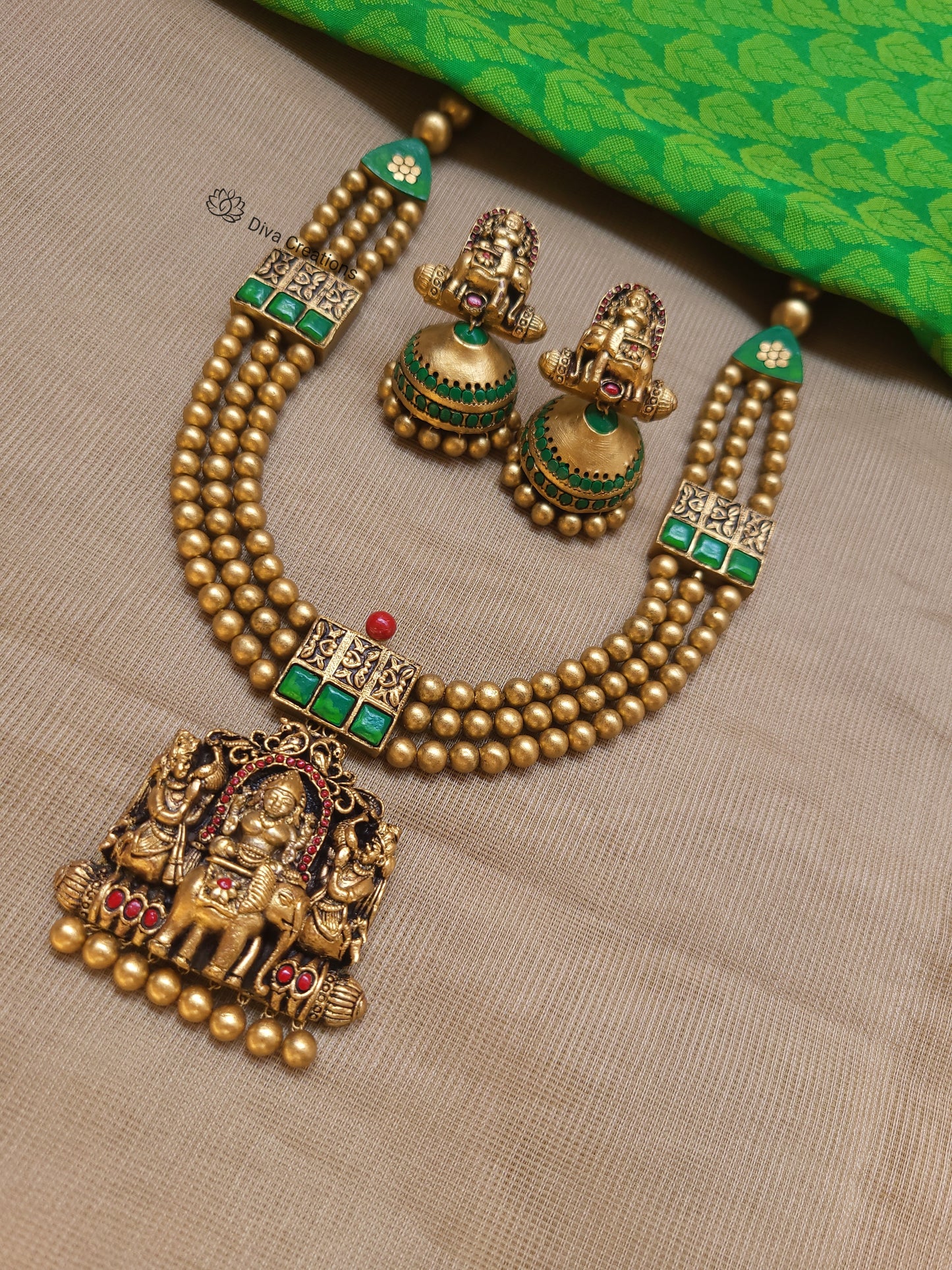 3 Row Divine Lakshmi tettacotta jewellery