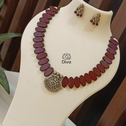 Premium Maroon Terracotta Jewellery