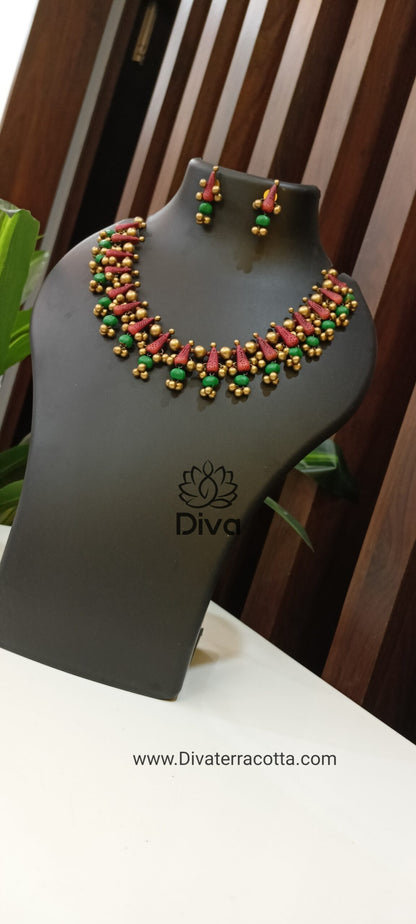 Dual tone choker necklace terracotta jewellery DC20