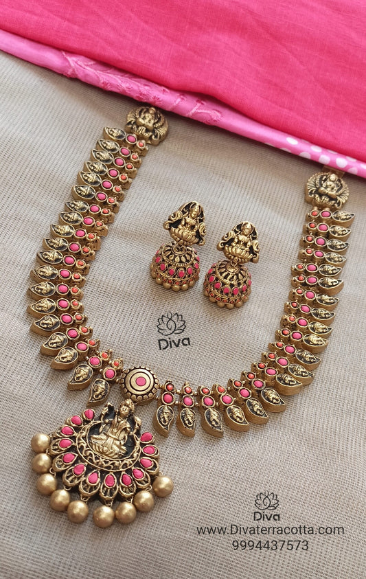 Pink/Orange Lakshmi Terracotta Jewellery