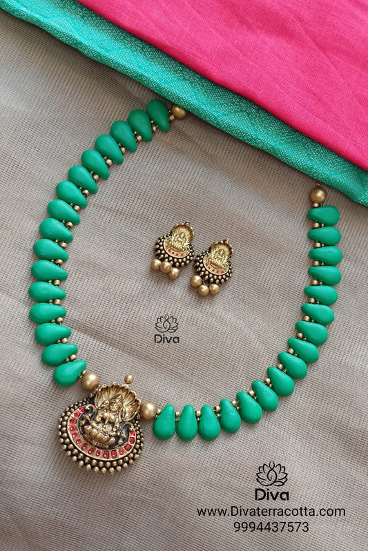 Solid Green Lakshmi Terracotta Jewellery