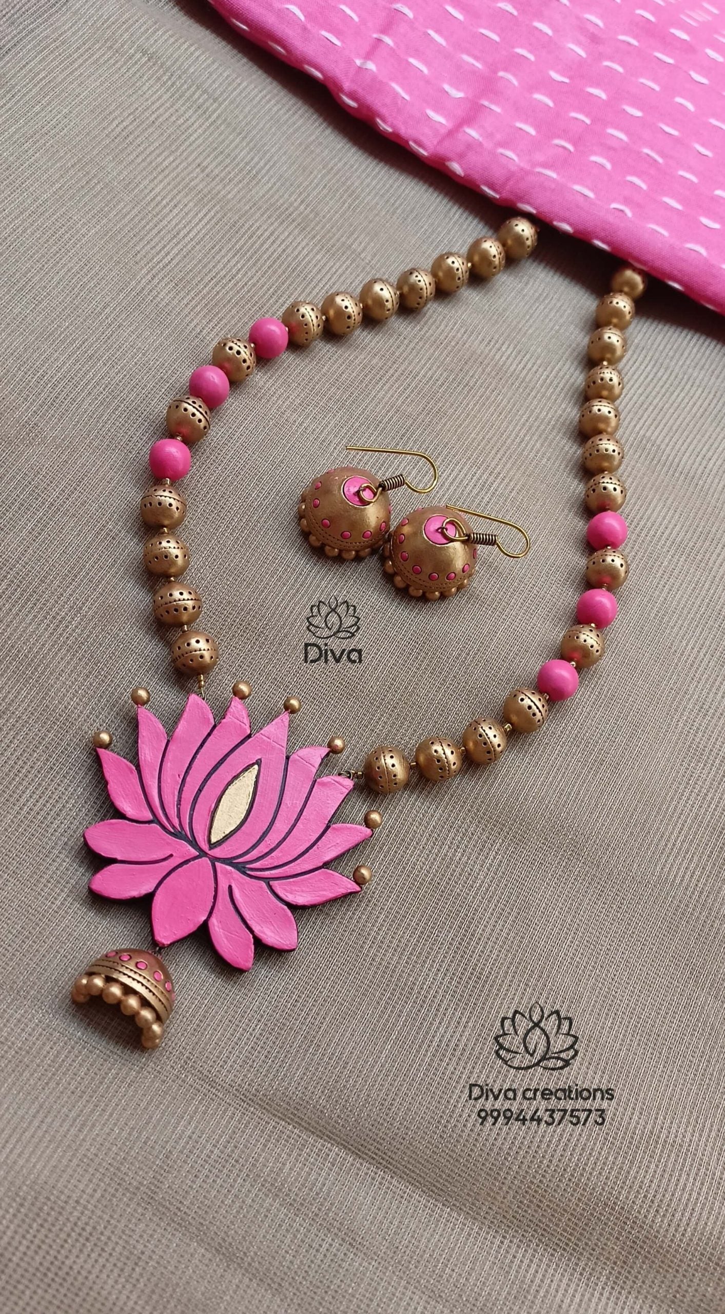 Pink Lotus Terracotta Jewellery