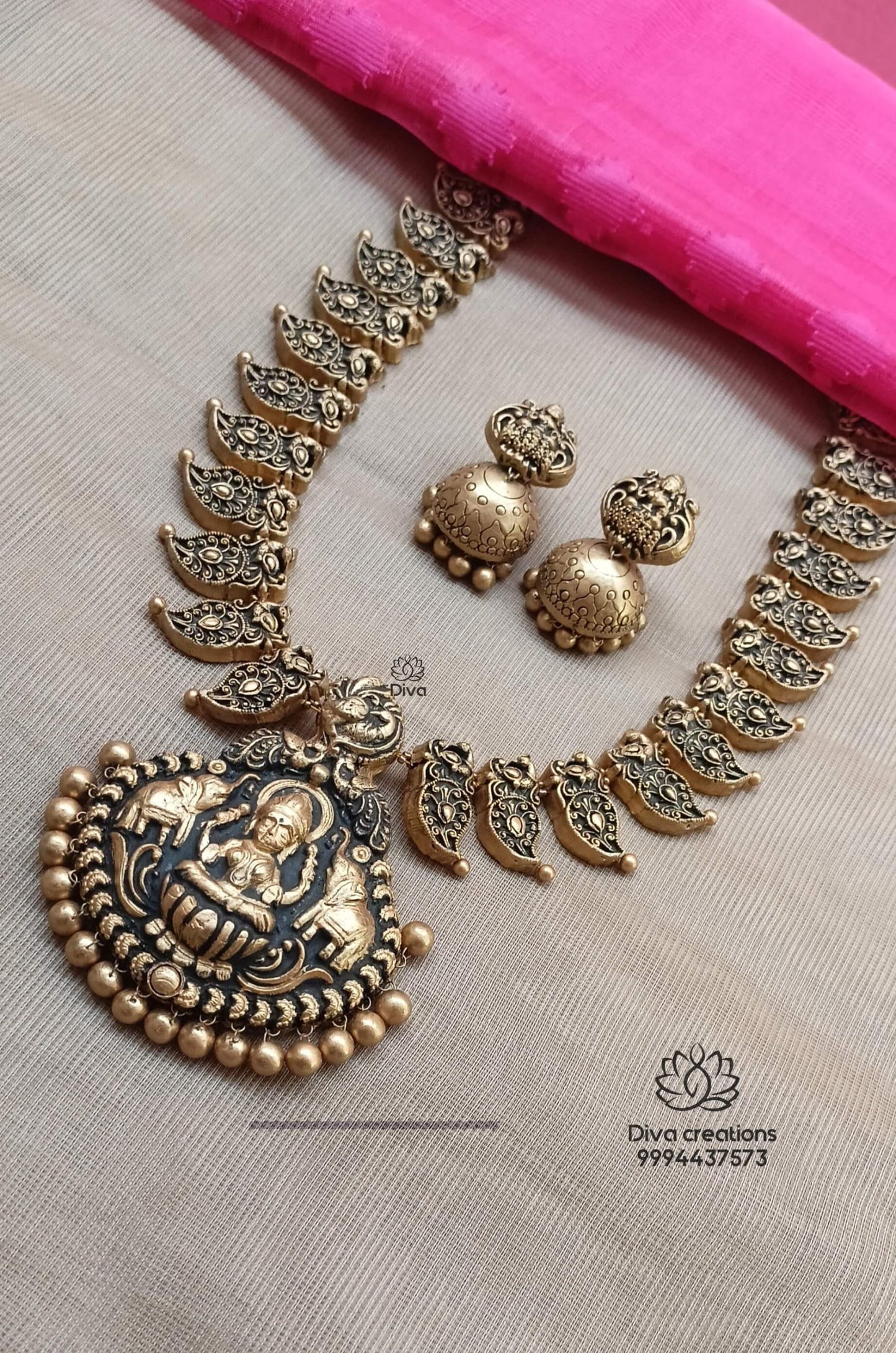 Antique Lakshmi Haram Black Terracotta Jewellery