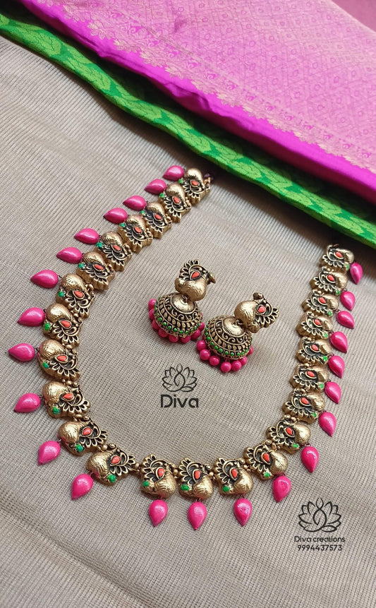 Pink Droplets Terracotta Jewellery