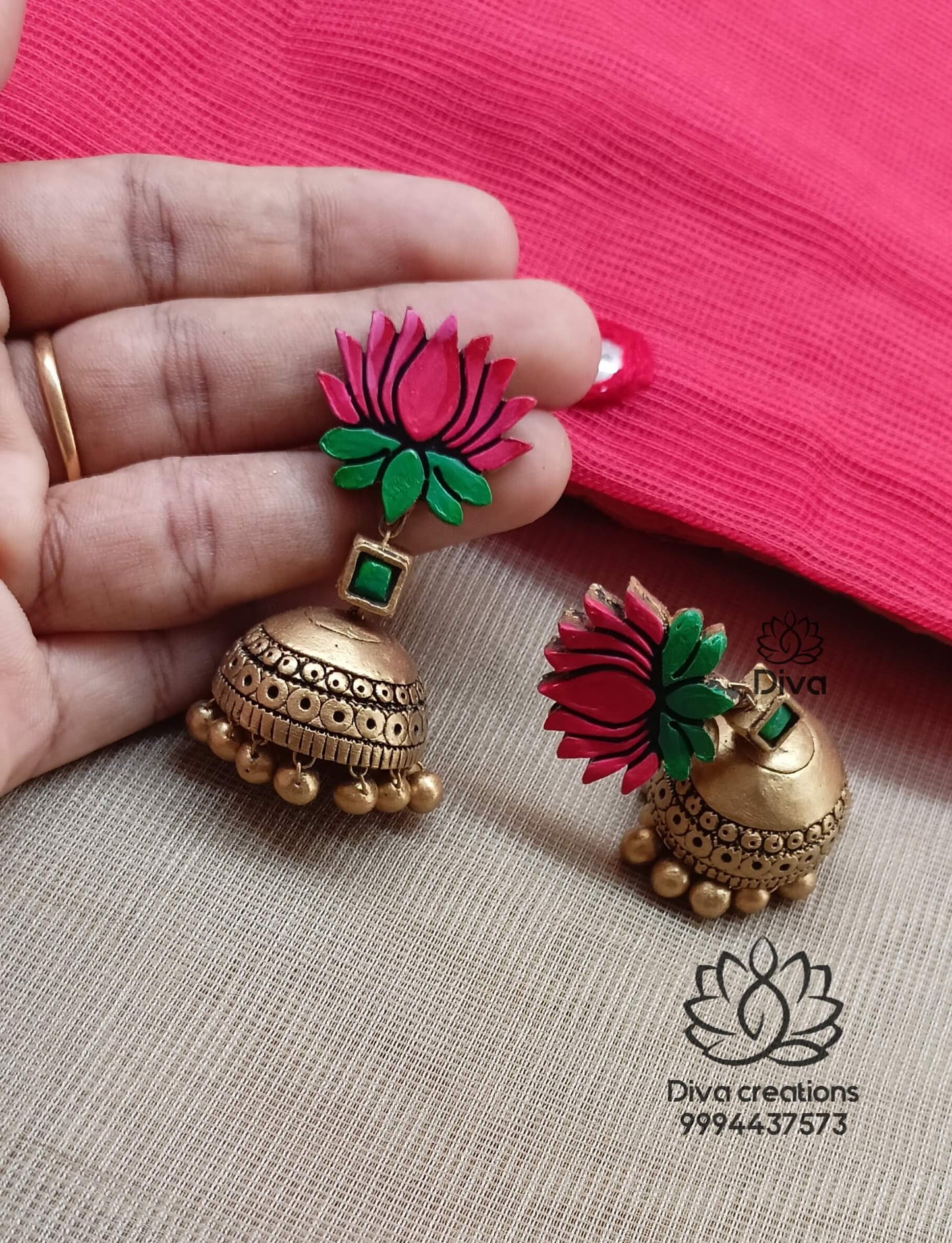 Studded green terracotta jewellery