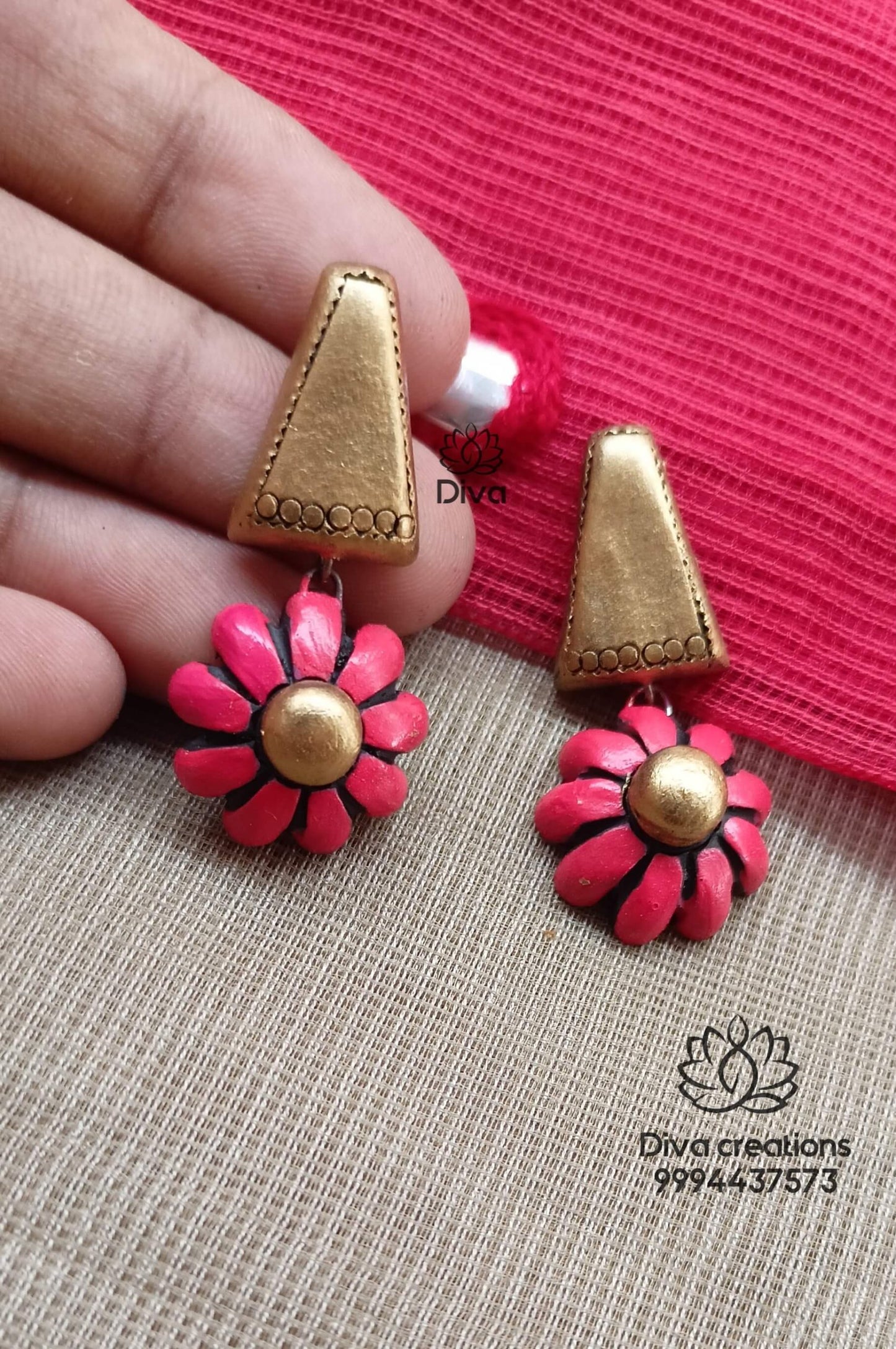 Peach floral hasli terracotta jewellery