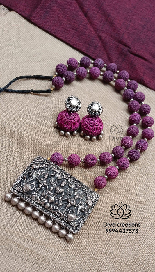 Purple staple terracotta jewellery