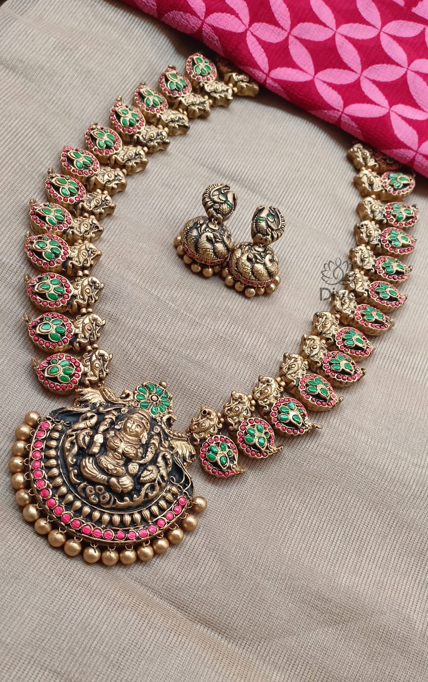 Big Lakshmi haram terracotta jewellery