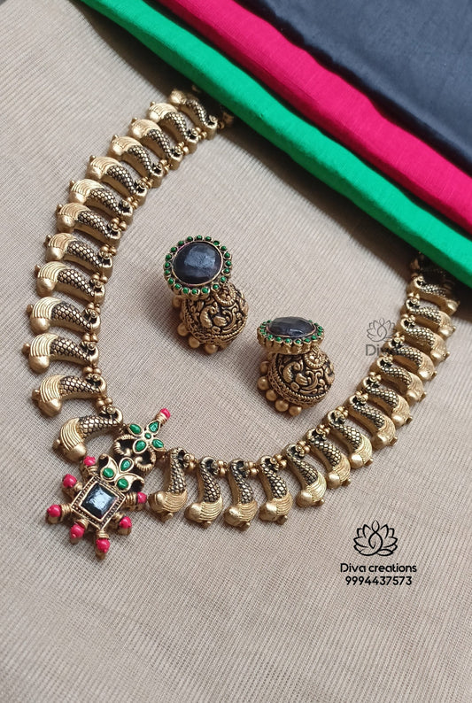 Contemporary peacock terracotta jewellery