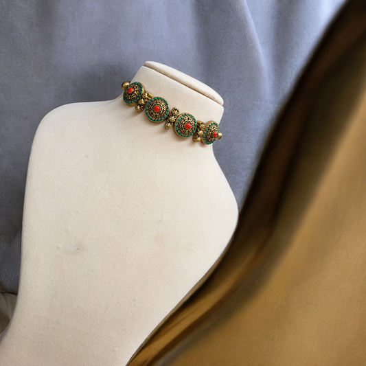 Green Orange Chakra Terracotta Jewellery