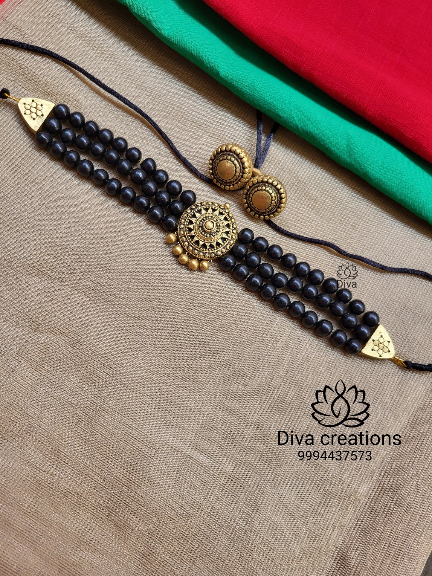 3 Layer Black Terracotta Jewellery