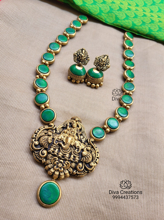 Green Hamsa Terracotta Jewellery